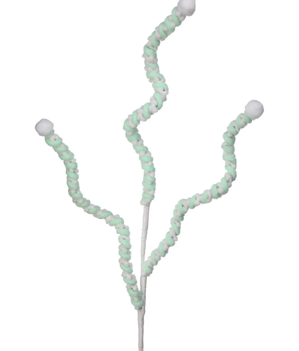 25” Mini Cottonball Peppermint Christmas Spray - Green/White