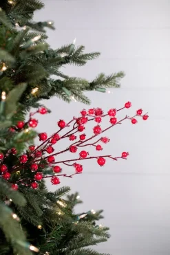 30” Mini Pomegranate Iced Christmas Sprays (Weather Resistant)