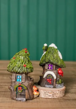 4.5” Mini Resin Light Up Holly Tree House