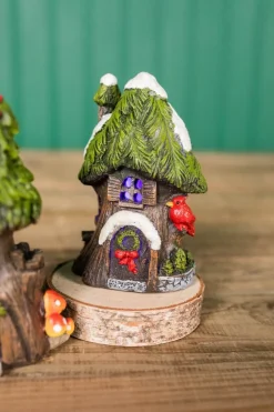 4.5” Mini Resin Light Up Holly Tree House