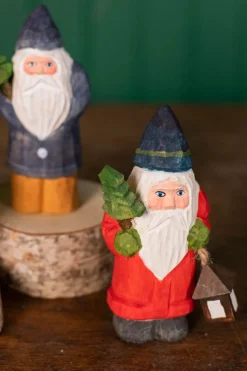 5" Mini Wood Vintage Santa Ornament