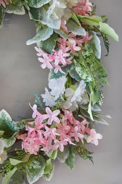 24" Mixed Flower Wreath - Pink, White & Green