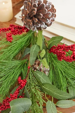 32” Mixed Pinecone Berry Spray