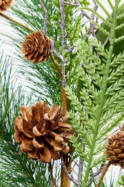 32” Mixed Pine & Magnolia Leaf Pinecone Spray