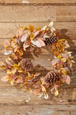 24" Natural Leaf Berry Cone Wreath