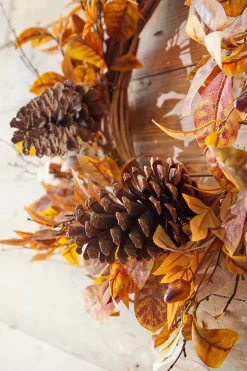 24" Natural Leaf Berry Cone Wreath