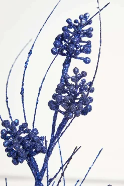 27.5" Navy Glitter Berry Grass Spray