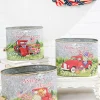 9.8" Nesting Metal Americana Truck Design Buckets - Set Of 3