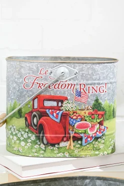 9.8" Nesting Metal Americana Truck Design Buckets - Set Of 3