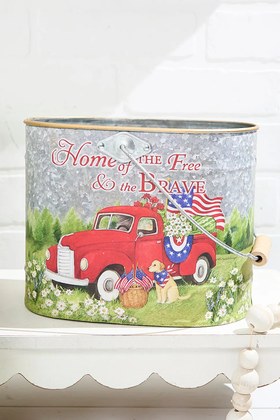 9.8" Nesting Metal Americana Truck Design Buckets - Set Of 3