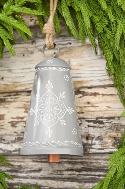 9" Nordic Snowflake Metal Bell Ornament