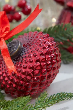 4" Onion Hobnail Ruby Glass Ornament
