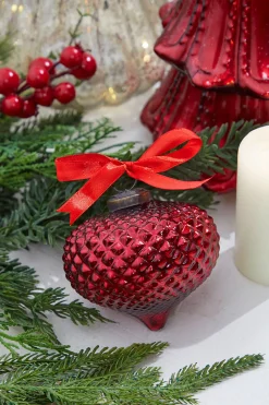 4" Onion Hobnail Ruby Glass Ornament