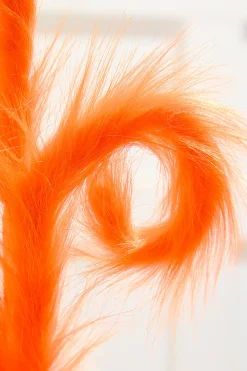 28" Orange Furry Spiral Curly Spray