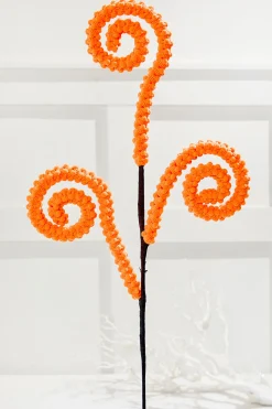 28" Orange Puff Chenille Spiral Curly Spray