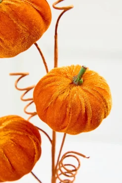 24" Orange Velvet Pumpkin Spray