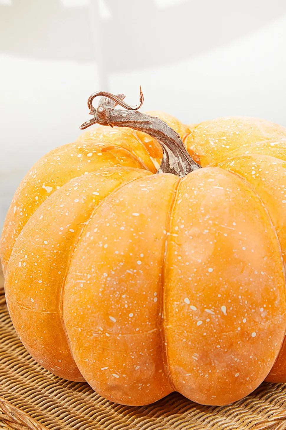 8" Orange Weathered Pumpkin with Stem