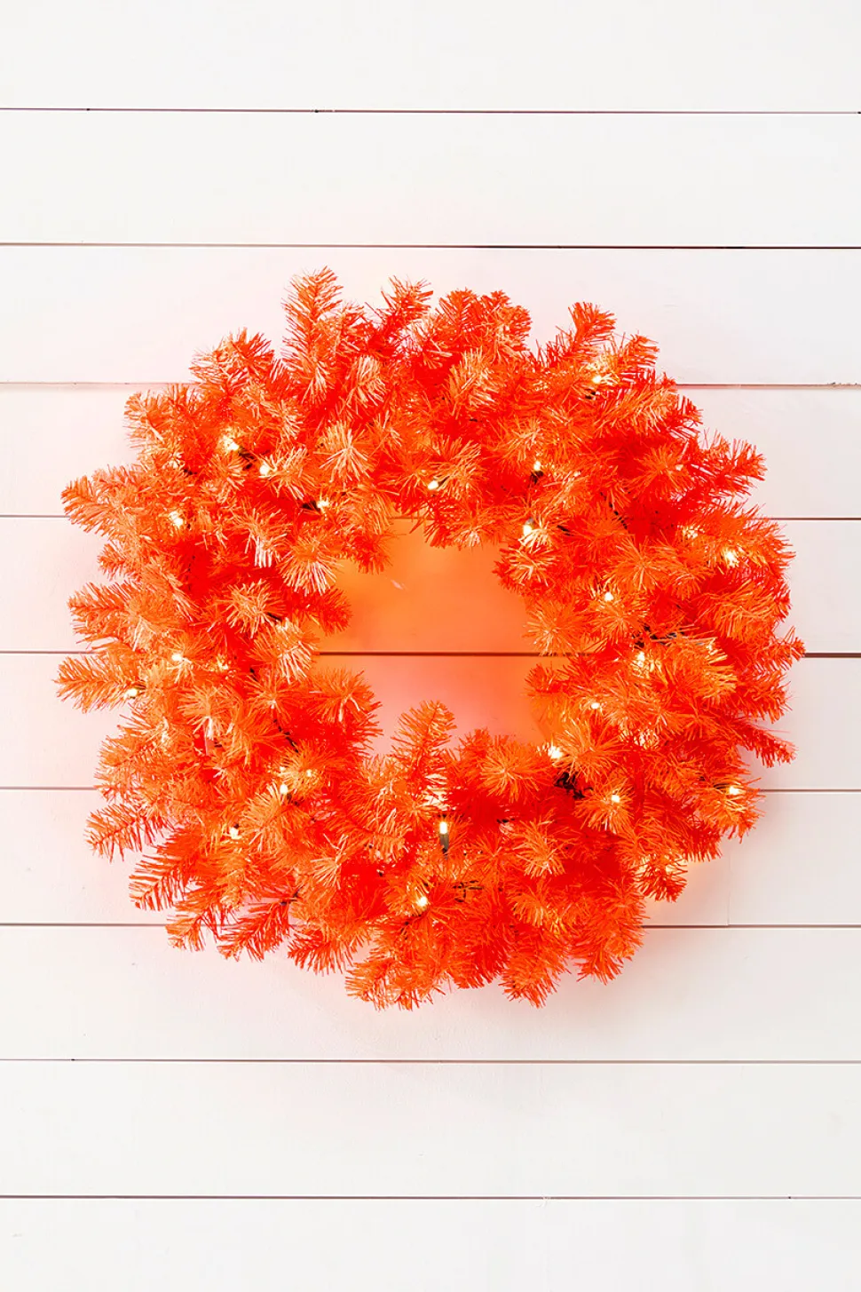 24" Orange Wreath with LED Lights