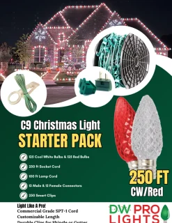 250' Outdoor Christmas Lighting Kit - Cool White/Red