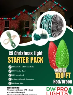 100' Outdoor Christmas Lighting Kit - Red/Green