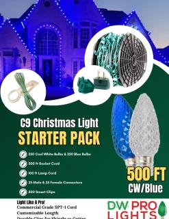 500' Outdoor Christmas Lighting Kit - Cool White/Blue