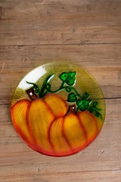 Painted Glass Harvest Pumpkin Plate