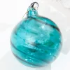 3" - 5" Peacock Blue Glass Swirl Ornament
