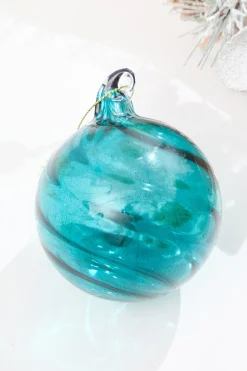 3" - 5" Peacock Blue Glass Swirl Ornament