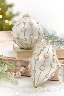 4" - 6" Pearl Embellished Glass Ornament