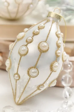 4" - 6" Pearl Embellished Glass Ornament