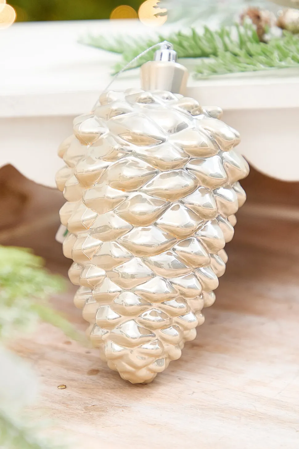 6" Pearlescent Pinecone Ornament