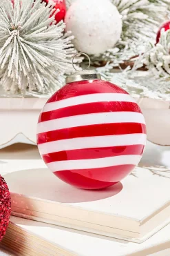 4" Peppermint Glass Ball Ornament