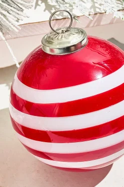 4" Peppermint Glass Ball Ornament