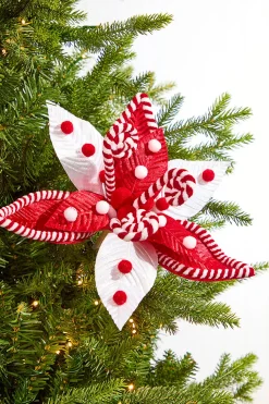 22" Peppermint Swirl Poinsettia Stem