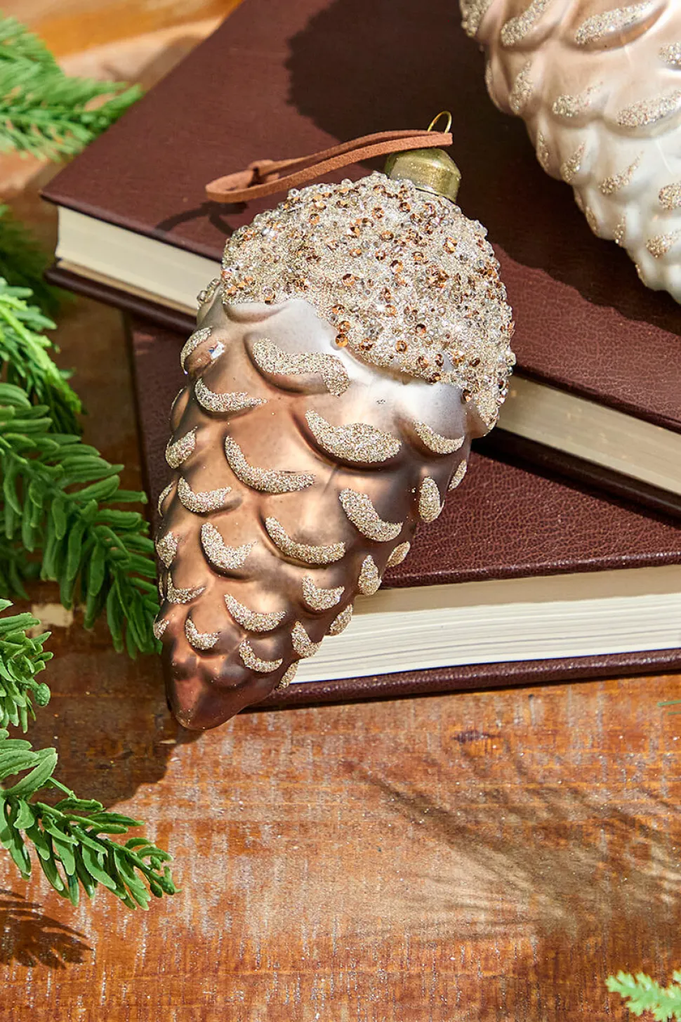 6" Pinecone Glass Ornament