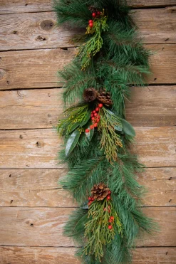 72” Pine Garland with Pinecones & Berries