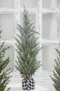 21" Pine Tree With Plaid Fabric