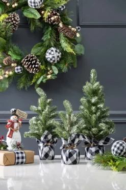 Pine Tree With Plaid Fabric - Medium