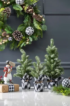 Pine Tree With Plaid Fabric - Small