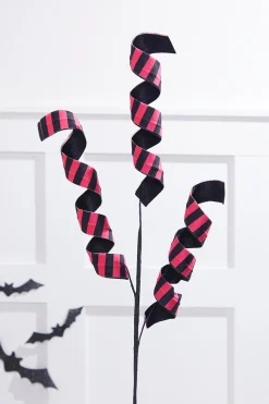 30” Pink & Black Double Sided Fabric Curly Spray