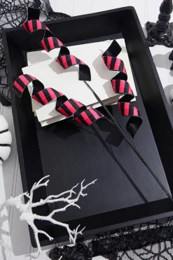 30” Pink & Black Double Sided Fabric Curly Spray