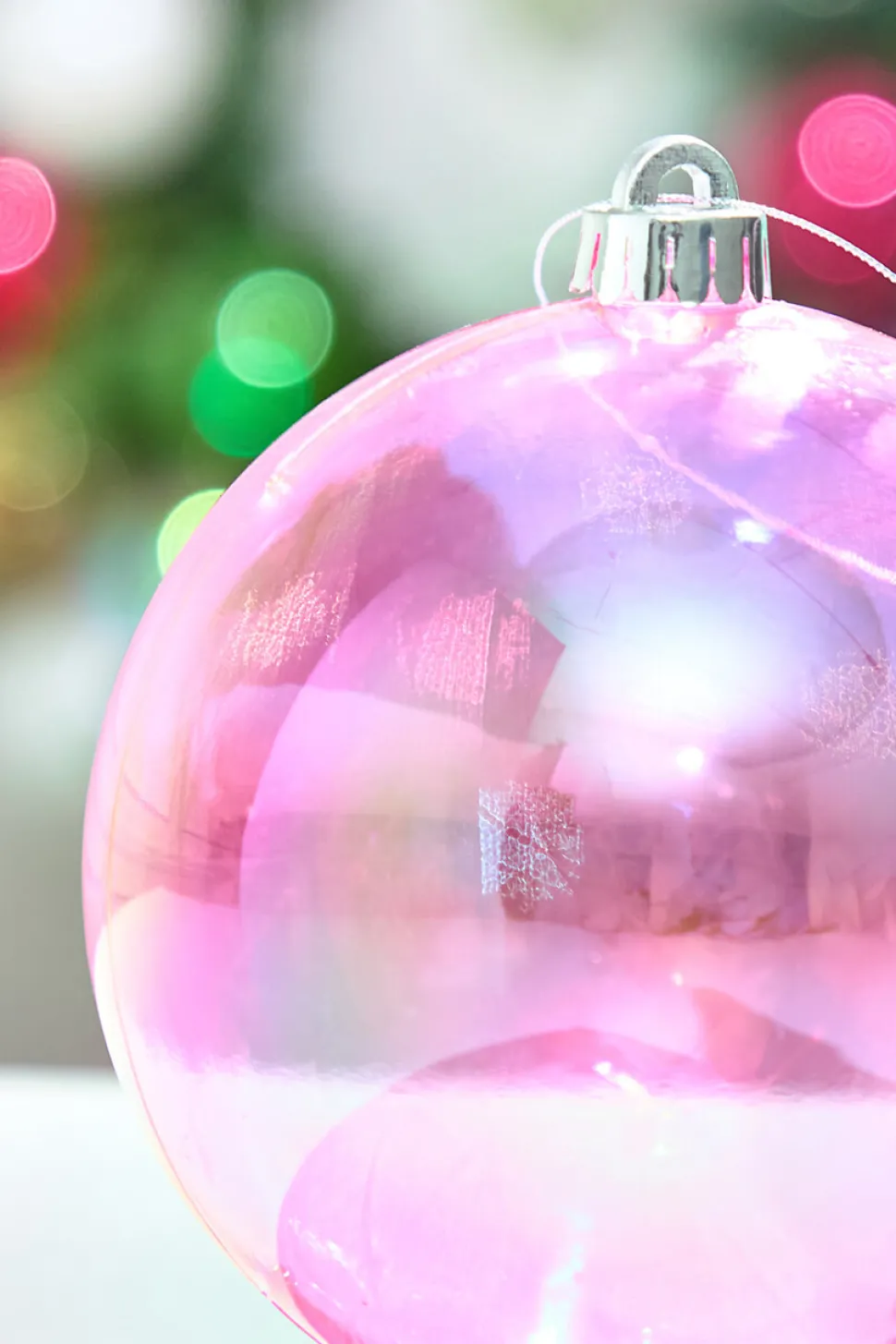 6" Pink Iridescent Ball Ornament