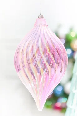 11" Pink Iridescent Drop Ornament