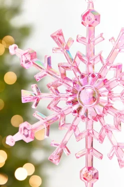 8" Pink Iridescent Snowflake Ornament