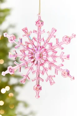 8" Pink Iridescent Snowflake Ornament