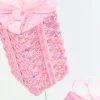 28" Pink Mesh Gift Box Spray