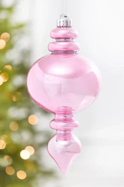 9" Pink Pearlescent Finial Ornament