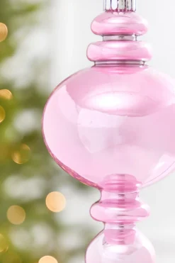 9" Pink Pearlescent Finial Ornament