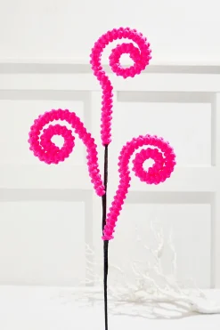 28" Pink Puff Chenille Spiral Curly Spray