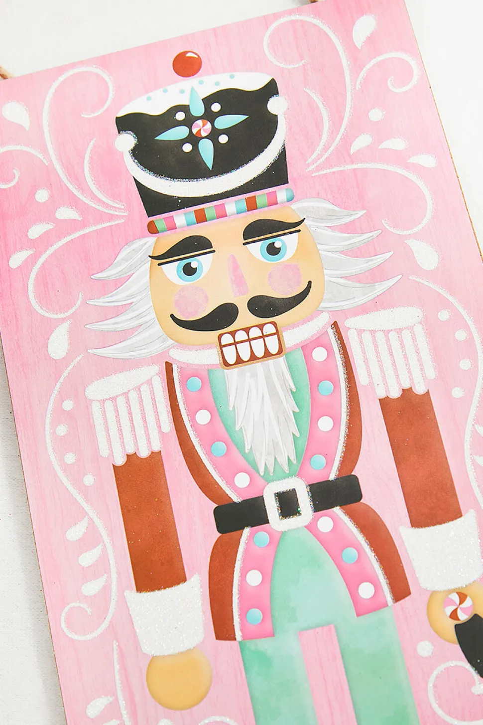 12" Pink Red White Black Glitter Nutcracker Sign